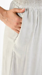 A39B SM33925 Palazzo PANTS in IVORY Marbled Dyed Viscose Tencel