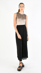 A39B SM33925 Palazzo PANTS in Black Marbled Dyed Viscose Tencel