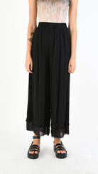 A39B SM33925 Palazzo PANTS in Black Marbled Dyed Viscose Tencel