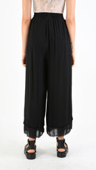 A39B SM33925 Palazzo PANTS in Black Marbled Dyed Viscose Tencel