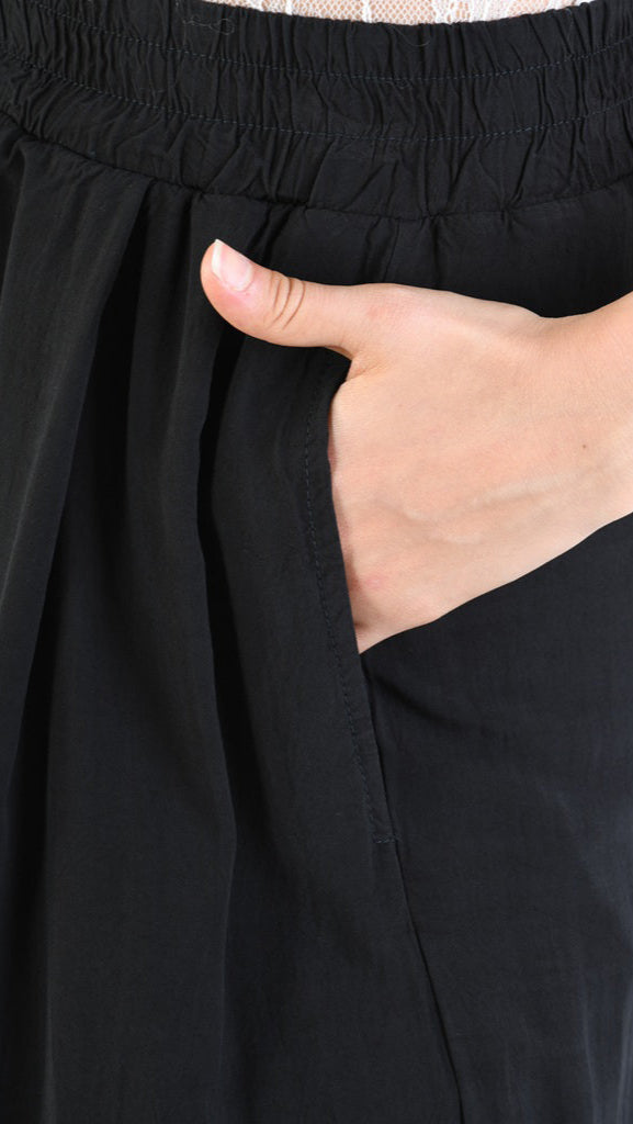 A39B SM33925 Palazzo PANTS in Black Marbled Dyed Viscose Tencel