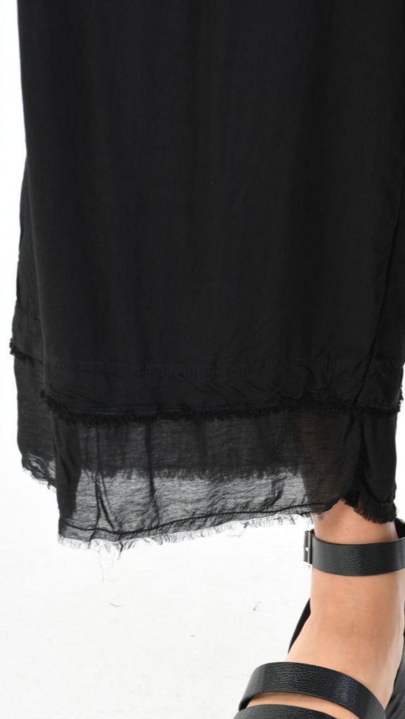 A39B SM33925 Palazzo PANTS in Black Marbled Dyed Viscose Tencel