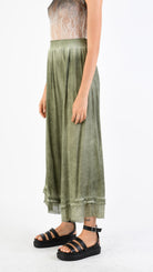 A39B SM33925 Palazzo PANTS in OLIVE Marbled Dyed Viscose Tencel