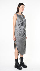 A39B SM41325 DRESS Viscose Satin Grey - Black - Olive