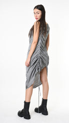 A39B SM41325 DRESS Viscose Satin Grey - Black - Olive