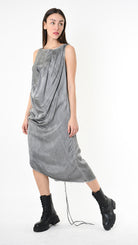 A39B SM41325 DRESS Viscose Satin Grey - Black - Olive
