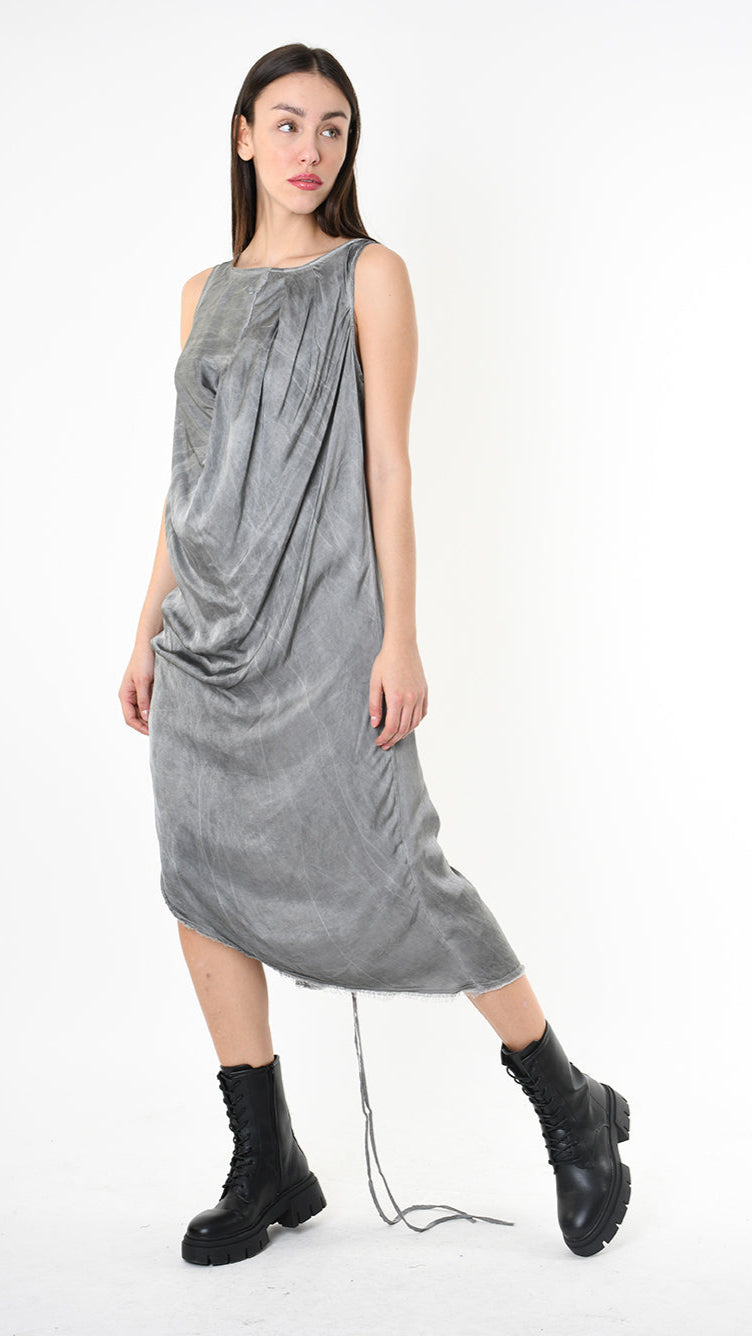 A39B SM41325 DRESS Viscose Satin Grey - Black - Olive