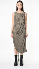 A39B SM41325 DRESS Viscose Satin Grey - Black - Olive