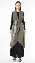 A39B SM41925 GILET Cannete Velvet & Viscose Grey- Olive