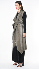 A39B SM41925 GILET Cannete Velvet & Viscose Grey- Olive