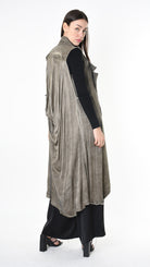 A39B SM41925 GILET Cannete Velvet & Viscose Grey- Olive