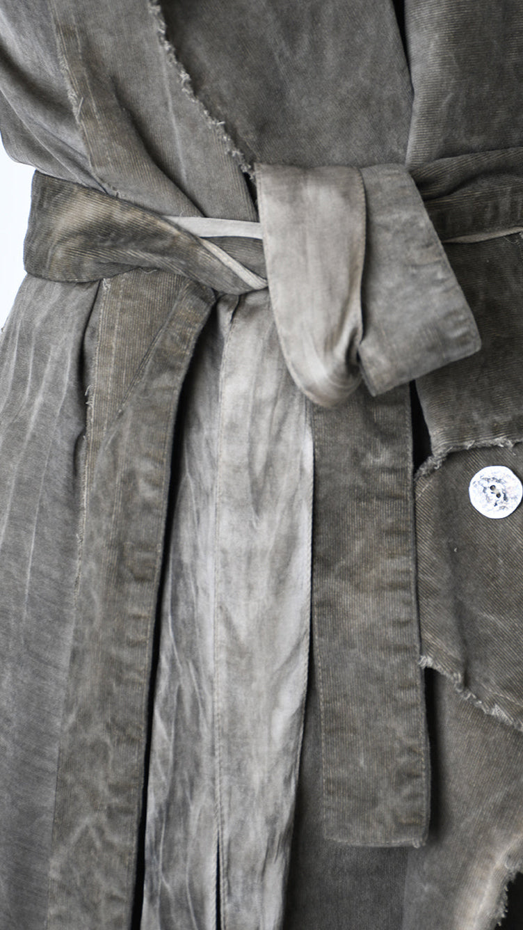 A39B SM41925 GILET Cannete Velvet & Viscose Grey- Olive