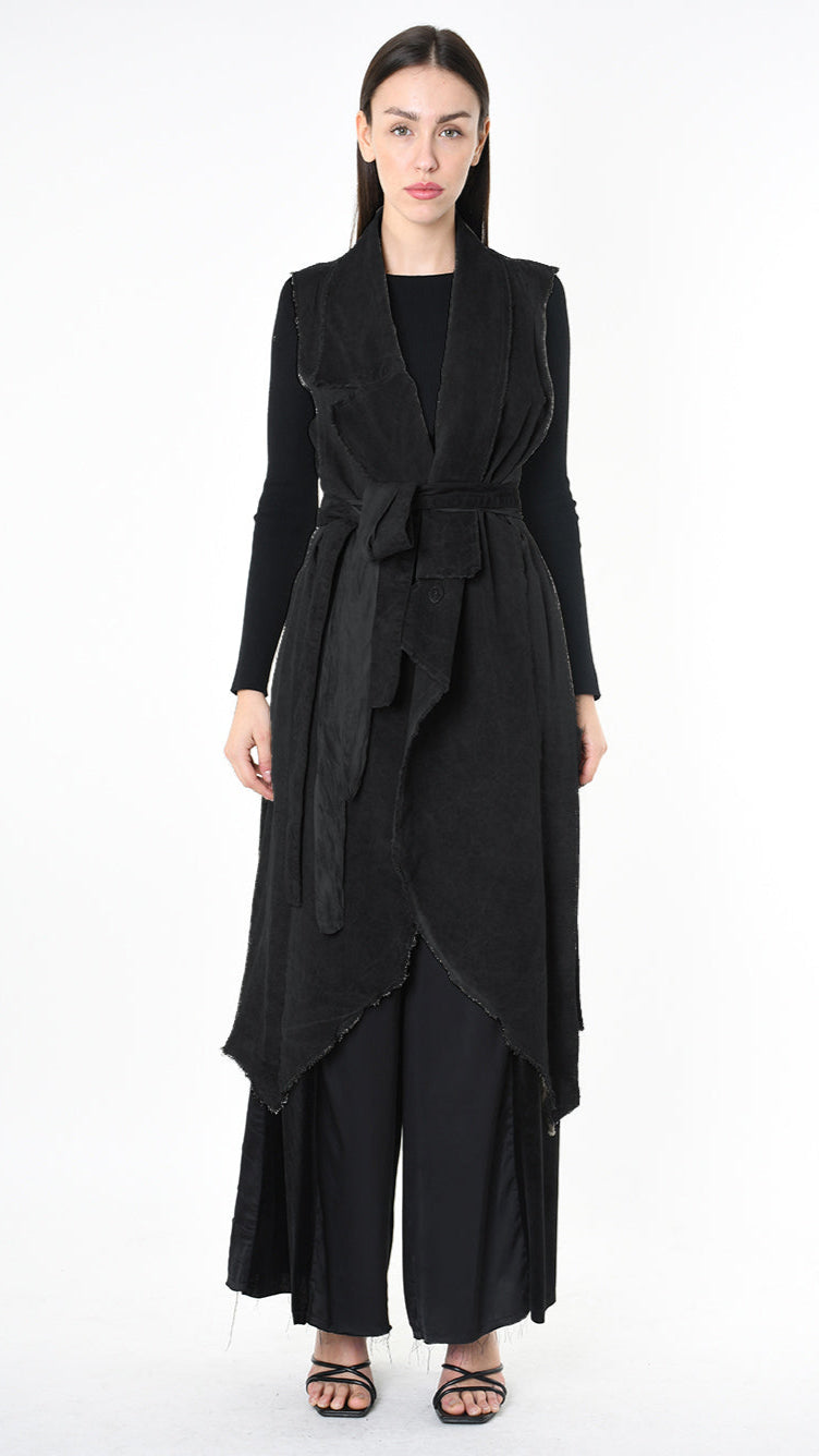 A39B SM41925 GILET Cannete Velvet & Viscose Grey- Olive