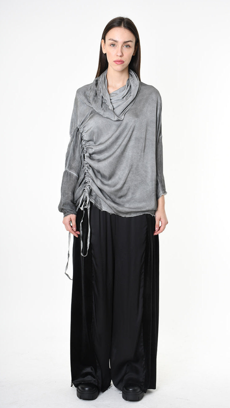 A39B SM42725 DRESS Satin Viscose & Silk Viscose Grey - Black - Olive