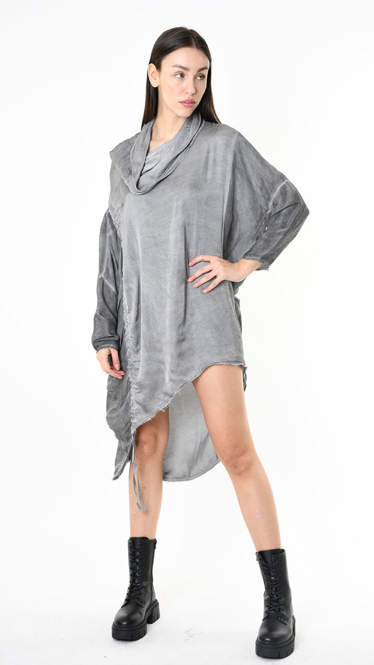 A39B SM42725 DRESS Satin Viscose & Silk Viscose Grey - Black - Olive