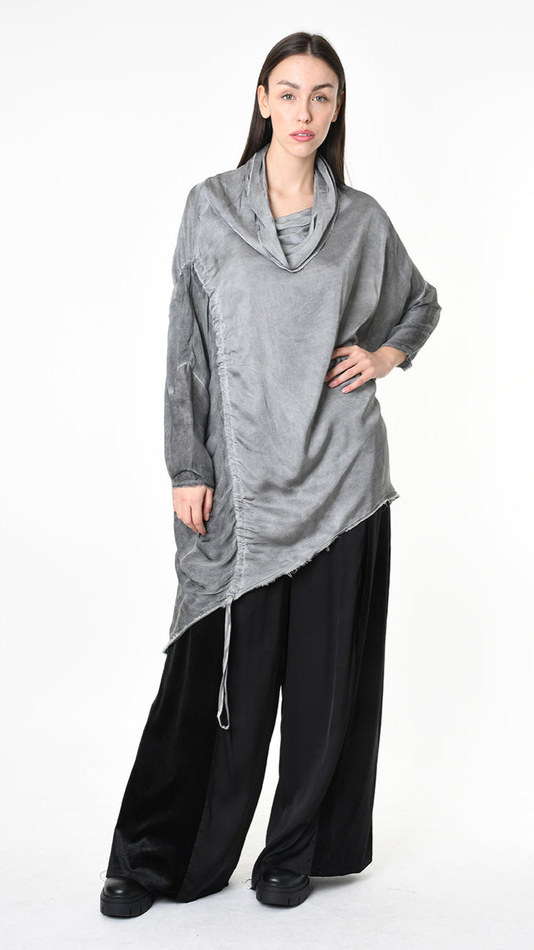 A39B SM42725 DRESS Satin Viscose & Silk Viscose Grey - Black - Olive