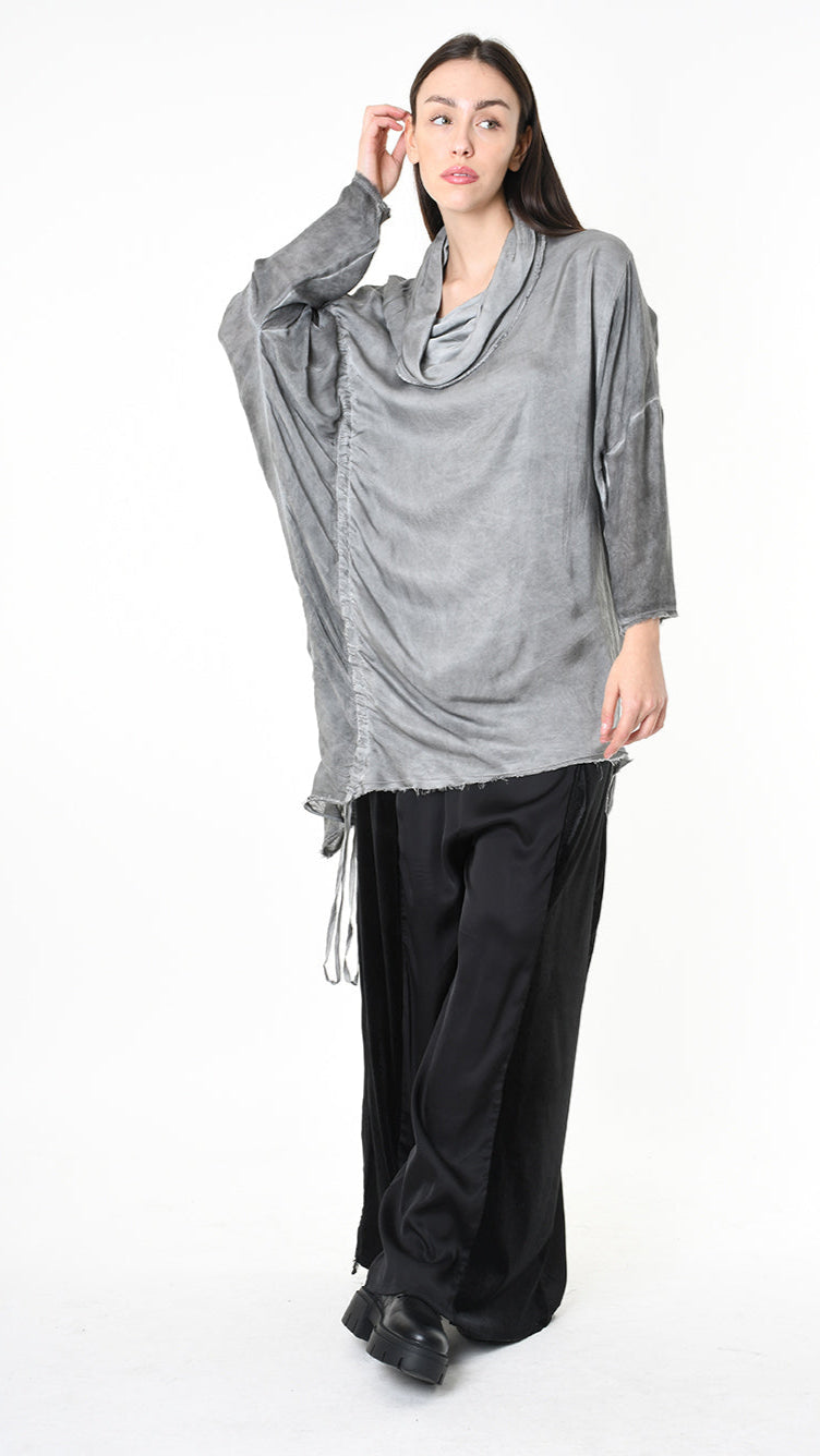 A39B SM42725 DRESS Satin Viscose & Silk Viscose Grey - Black - Olive