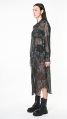 A39B SM43125 CHEMISIER Viscose Silk Dyed Cold Green Tuscany - Grey