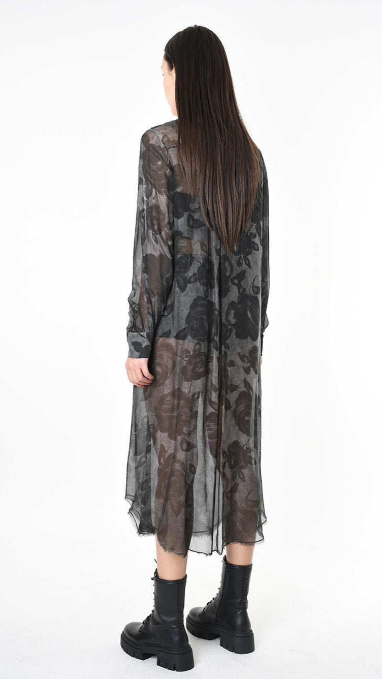 A39B SM43125 CHEMISIER Viscose Silk Dyed Cold Green Tuscany - Grey