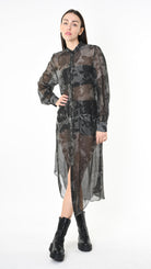 A39B SM43125 CHEMISIER Viscose Silk Dyed Cold Green Tuscany - Grey