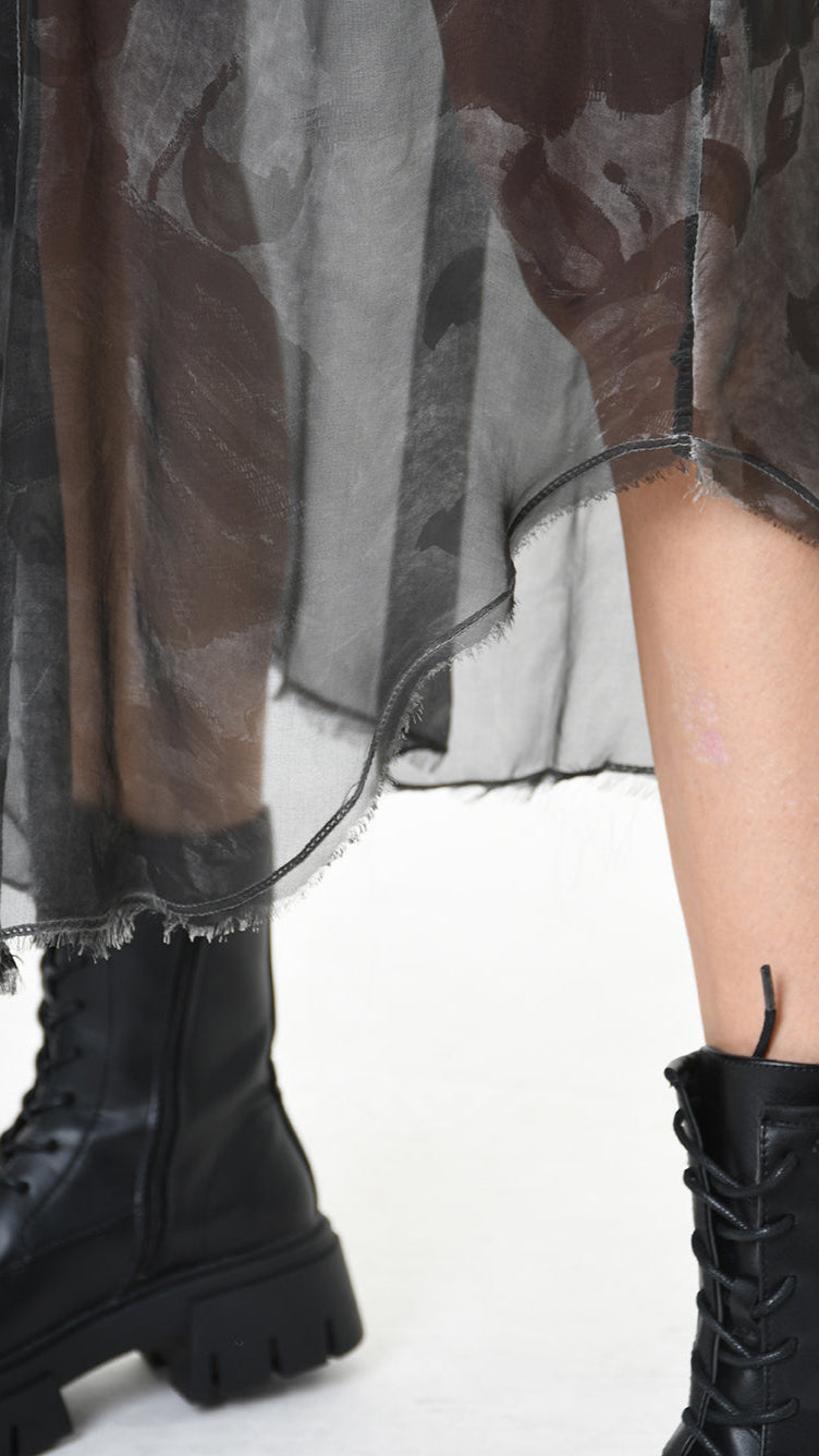 A39B SM43125 CHEMISIER Viscose Silk Dyed Cold Green Tuscany - Grey