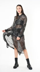 A39B SM43125 CHEMISIER Viscose Silk Dyed Cold Green Tuscany - Grey