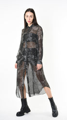 A39B SM43125 CHEMISIER Viscose Silk Dyed Cold Green Tuscany - Grey