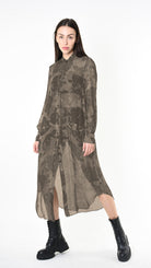 A39B SM43125 CHEMISIER Viscose Silk Dyed Cold Green Tuscany - Grey