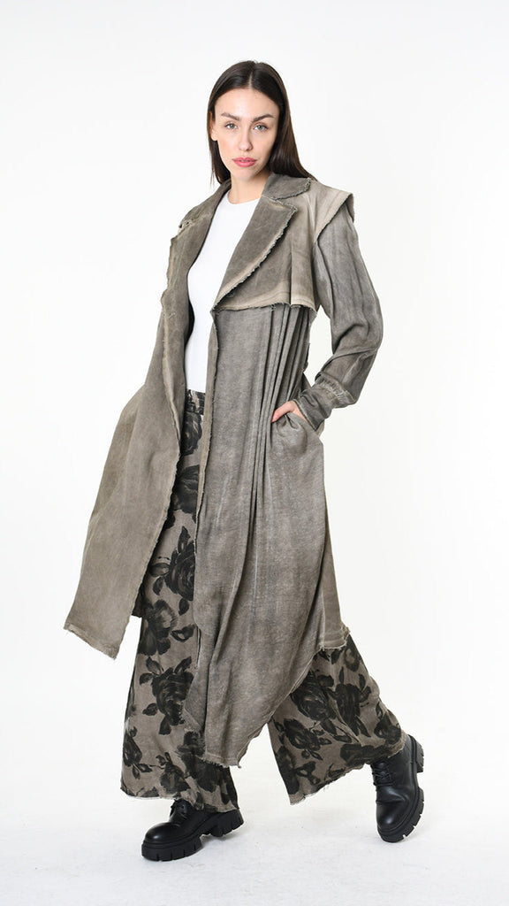 A39B SM45125 TRENCH Cotton Gabardine & Viscose Satin Green Tuscany - Grey - Black.