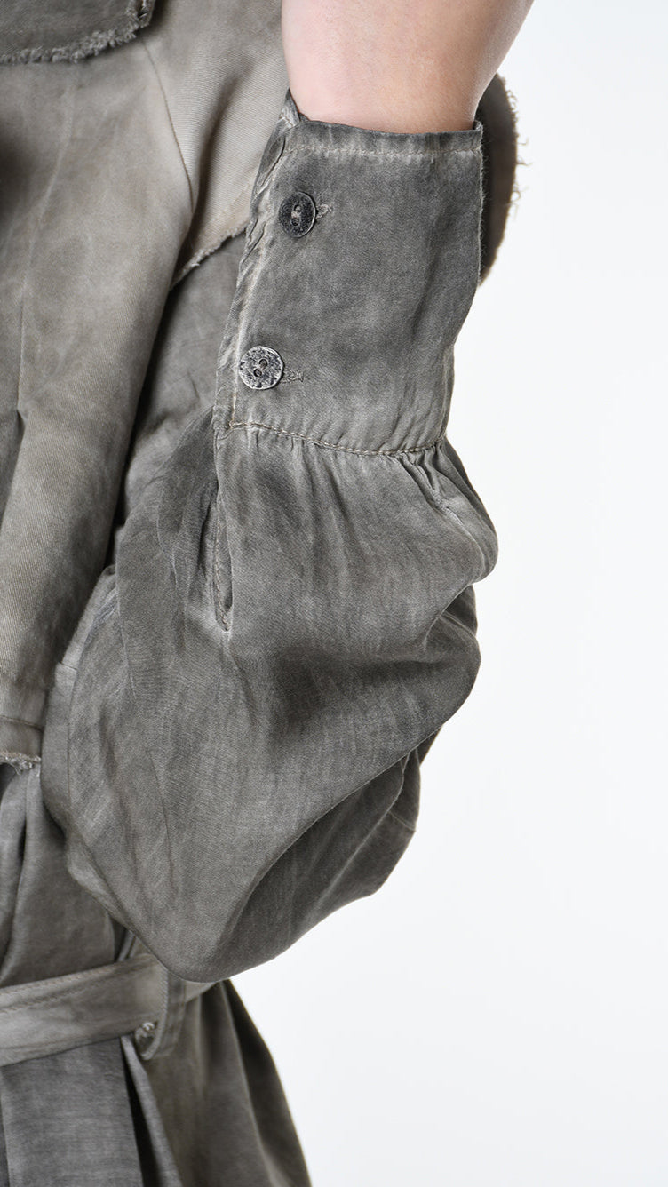 A39B SM45125 TRENCH Cotton Gabardine & Viscose Satin Green Tuscany - Grey