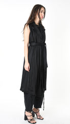 A39B SM455 GILET Cotton Gabardine & Viscose Satin Grey Storm - Green - Black