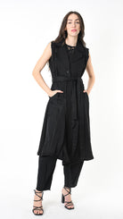 A39B SM455 GILET Cotton Gabardine & Viscose Satin Grey Storm - Green - Black