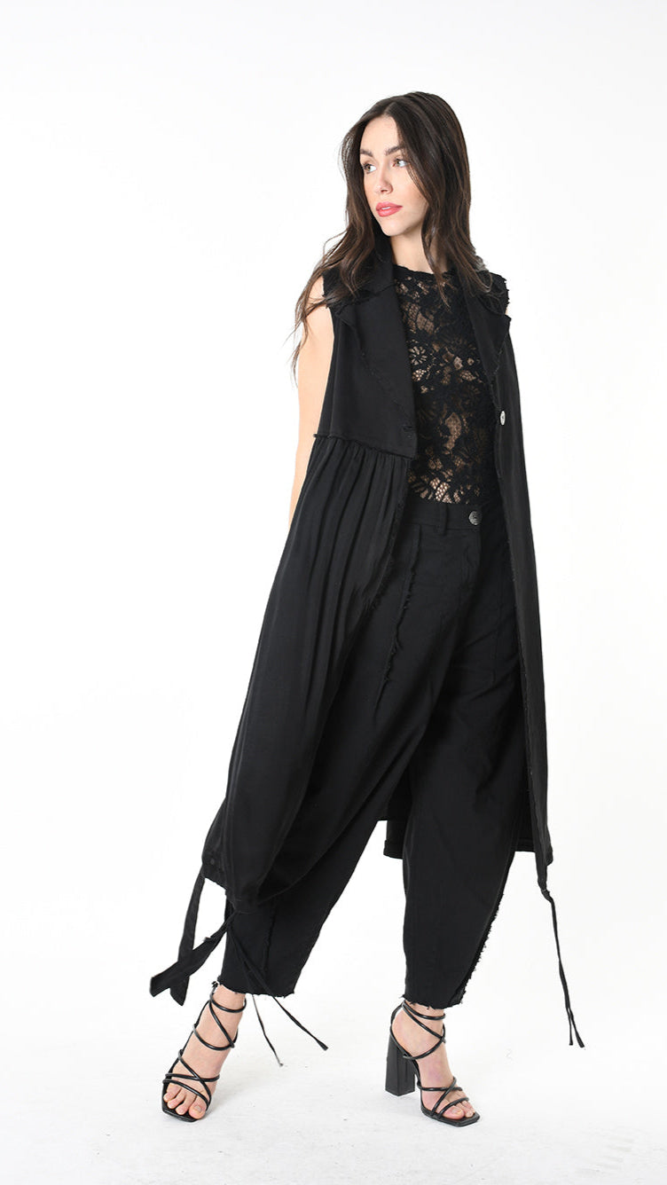 A39B SM455 GILET Cotton Gabardine & Viscose Satin Grey Storm - Green - Black