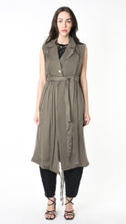 A39B SM455 GILET Cotton Gabardine & Viscose Satin Grey Storm - Green - Black