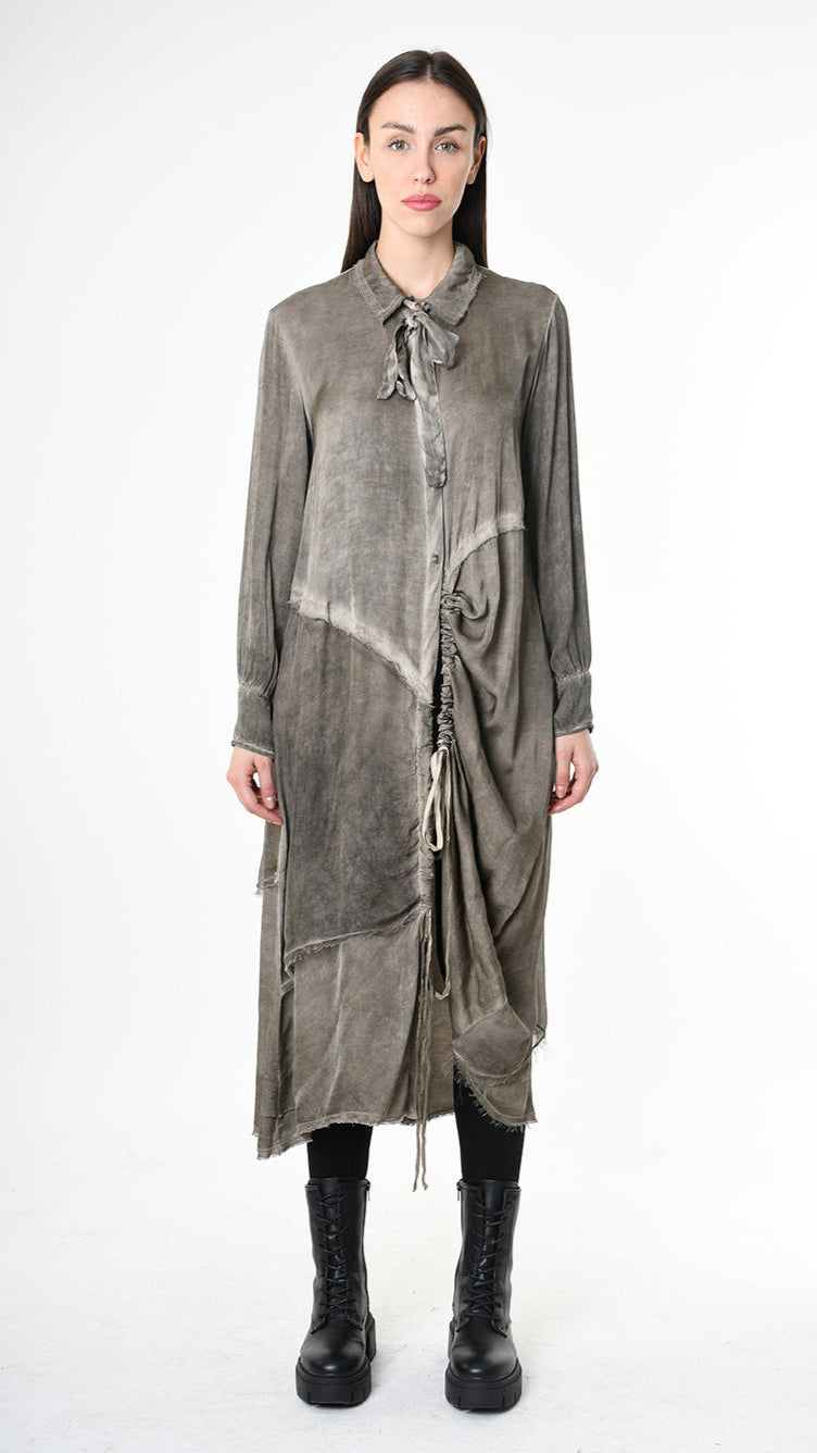 A39B SM45625 DRESS Satin Viscose Green Tuscany - Grey