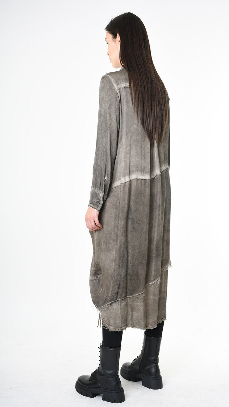 A39B SM45625 DRESS Satin Viscose Green Tuscany - Grey