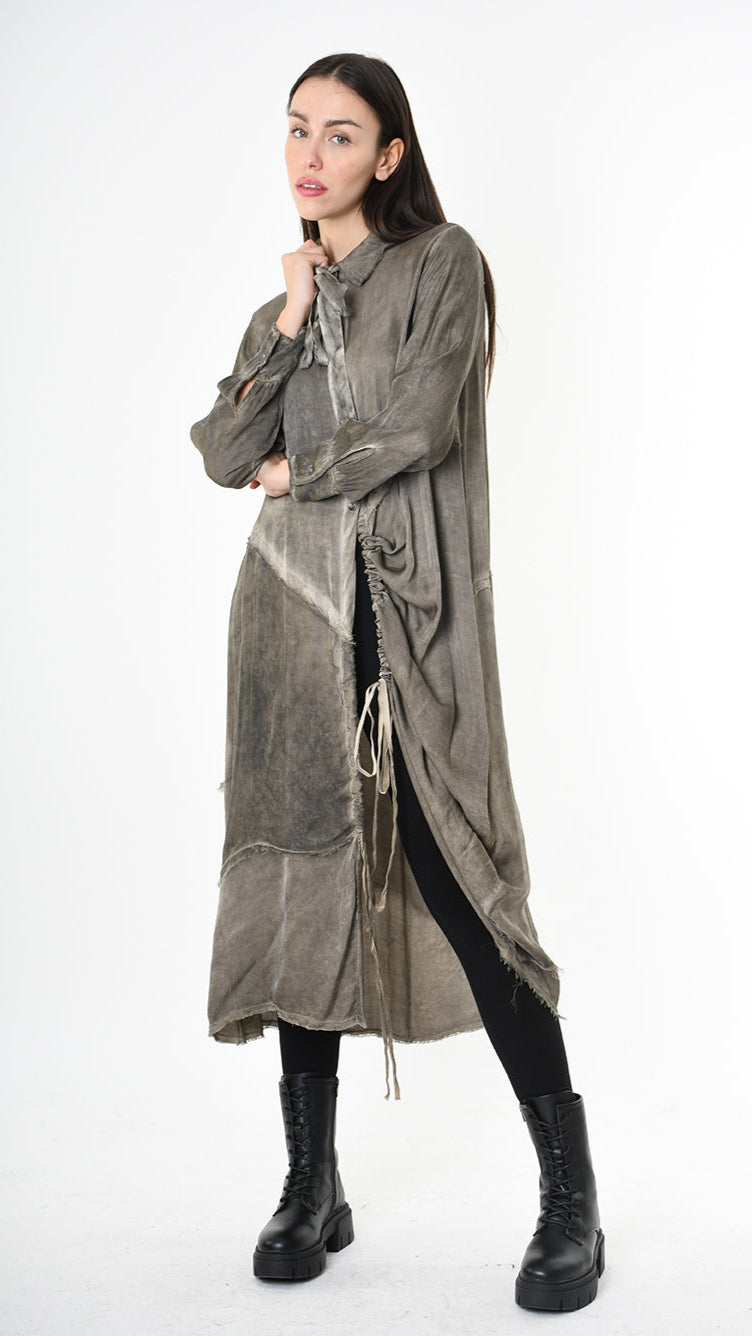 A39B SM45625 DRESS Satin Viscose Green Tuscany - Grey