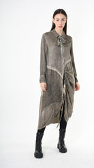 A39B SM45625 DRESS Satin Viscose Green Tuscany - Grey