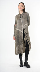 A39B SM45625 DRESS Satin Viscose Green Tuscany - Grey