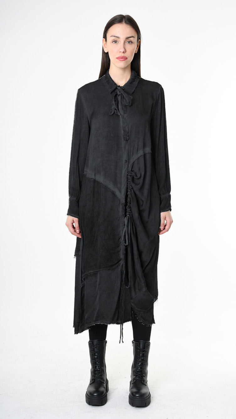 A39B SM45625 DRESS Satin Viscose Green Tuscany - Grey