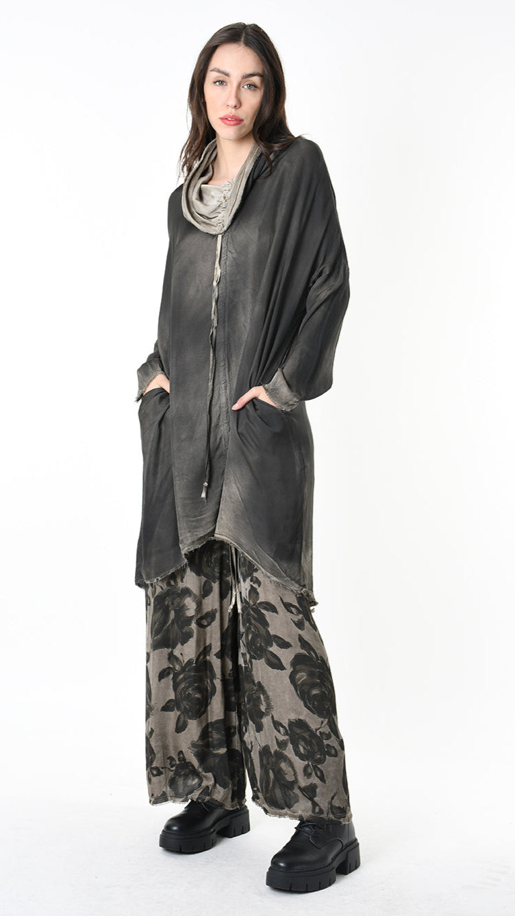 A39B SM45725 DRESS Satin Viscose Green Tuscany - Grey