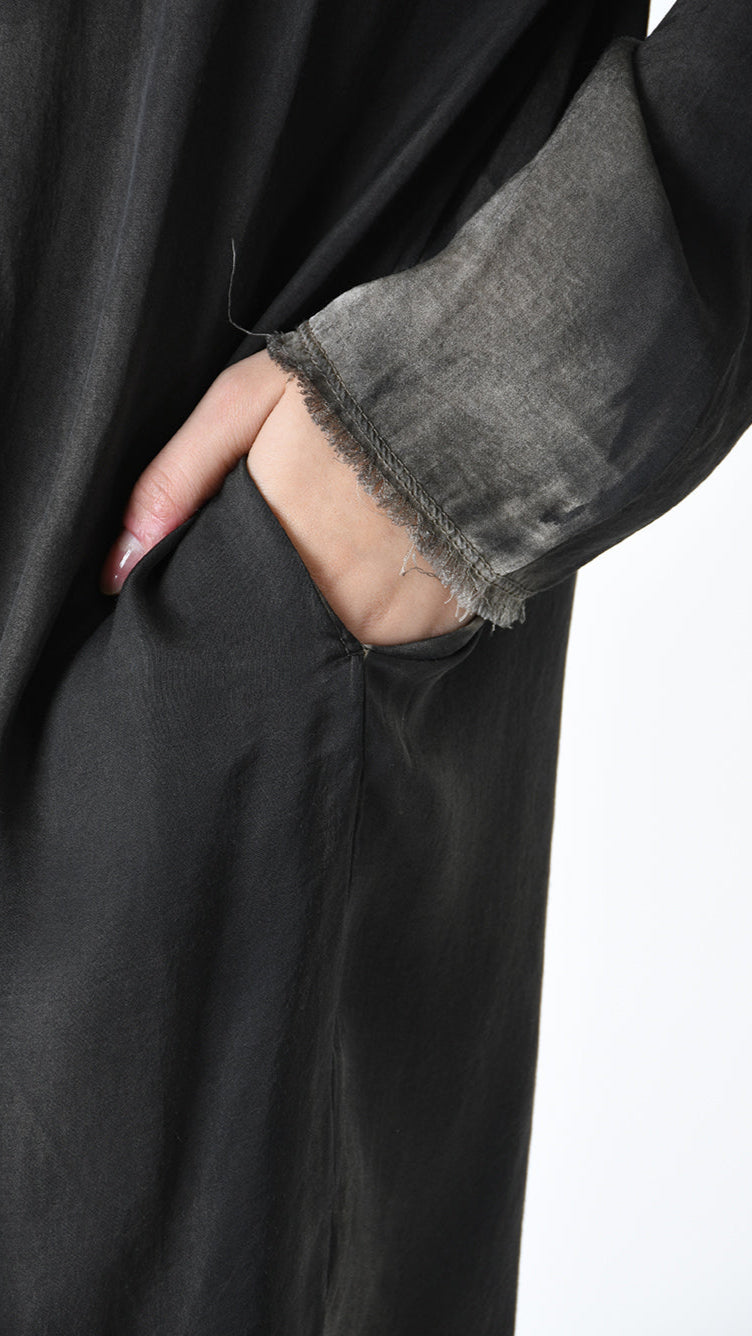 A39B SM45725 DRESS Satin Viscose Green Tuscany - Grey