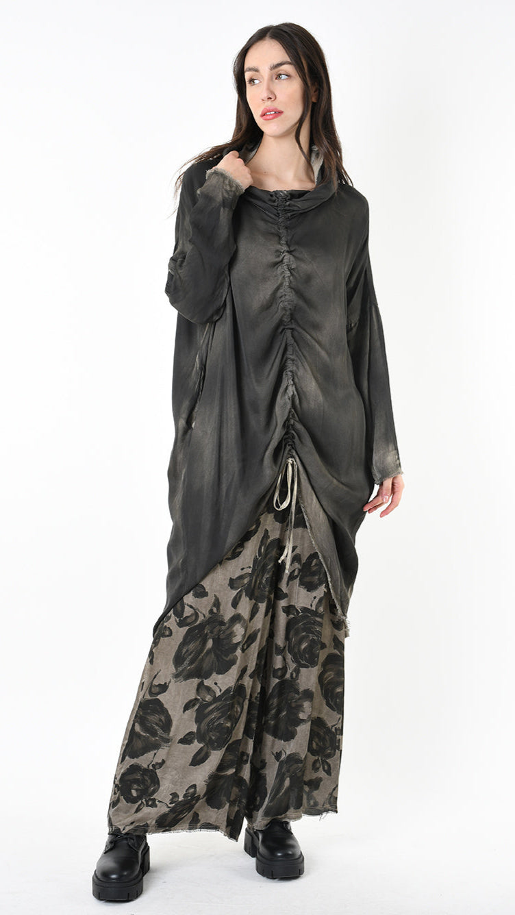 A39B SM45725 DRESS Satin Viscose Green Tuscany - Grey