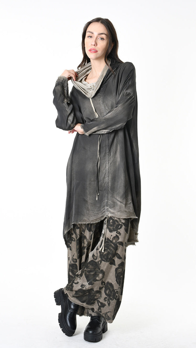 A39B SM45725 DRESS Satin Viscose Green Tuscany - Grey