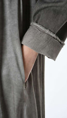 A39B SM45825 TRENCH Gabardine & Viscose Satin Gray Storm - Green - Black