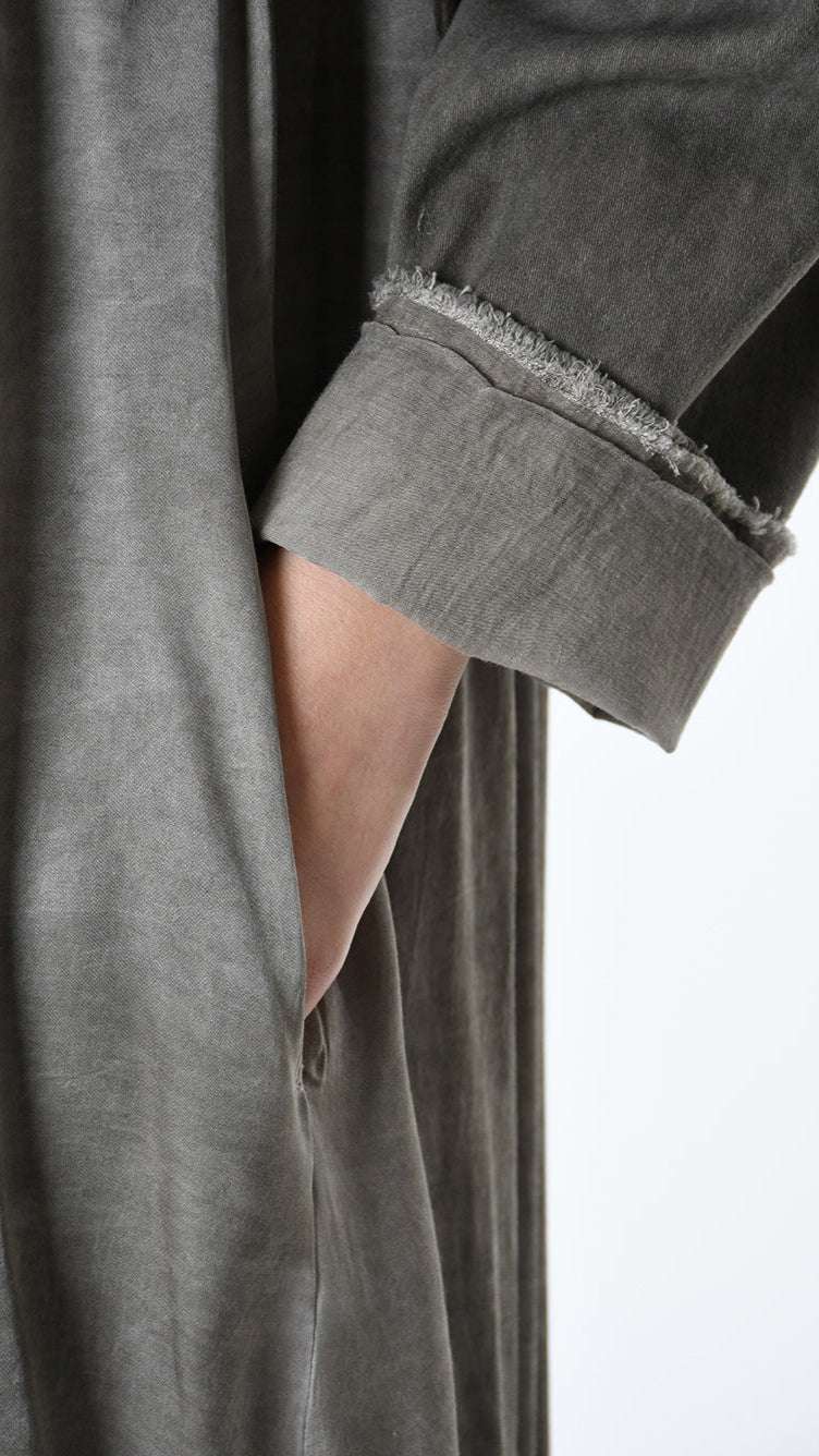 A39B SM45825 TRENCH Gabardine & Viscose Satin Gray Storm - Green - Black