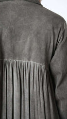 A39B SM45825 TRENCH Gabardine & Viscose Satin Gray Storm - Green - Black