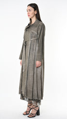 A39B SM45825 TRENCH Gabardine & Viscose Satin Gray Storm - Green - Black