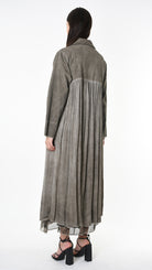 A39B SM45825 TRENCH Gabardine & Viscose Satin Gray Storm - Green - Black