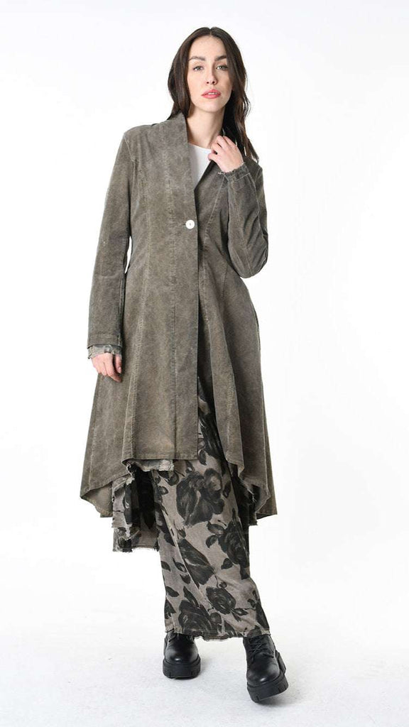 A3B SM46025 REVERSIBLE COAT Cannete Velvet & Viscose Satin Green Tuscany